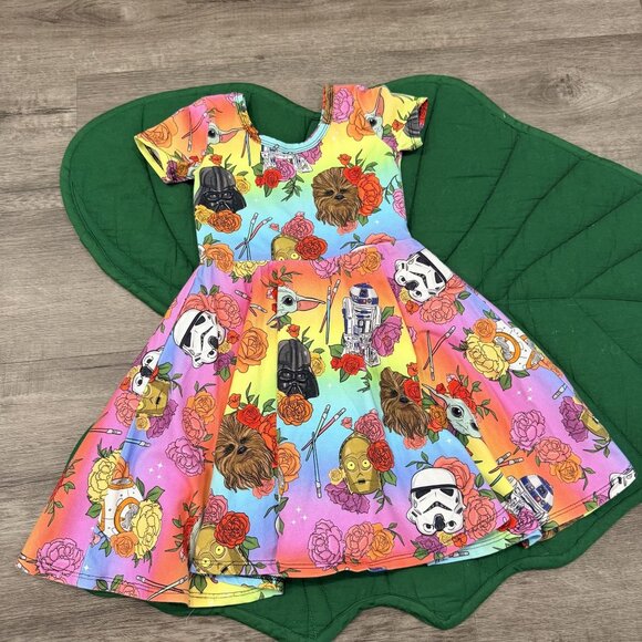 Star Wars Themed Rainbow Dress For Girls Size 5/6 By Wild Rich Kids - Picture 2 of 4